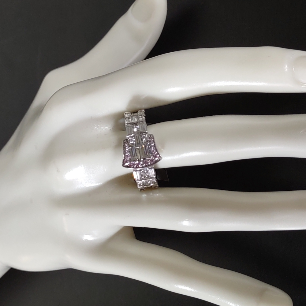 Absolute ™ Cubic Zirconia/Sterling Silver Buckle Ring